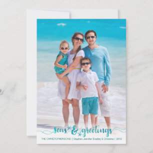 Cartes Pour Fêtes Annuelles Joyeuses Fêtes de script Nautique Tropical