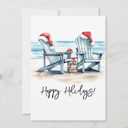 Cartes Pour Fêtes Annuelles Joyeuses Fêtes depuis la Plage ! (Devant)