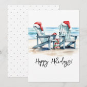 Cartes Pour Fêtes Annuelles Joyeuses Fêtes depuis la Plage ! (Devant / Derrière)