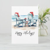 Cartes Pour Fêtes Annuelles Joyeuses Fêtes depuis la Plage ! (Debout devant)