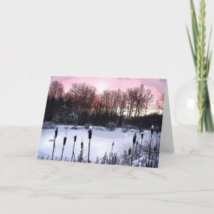 Cartes Pour Fêtes Annuelles Joyeuses Fêtes d'étang de lever de soleil