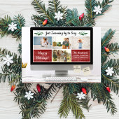 Cartes Pour Fêtes Annuelles Joyeuses Fêtes Drôle Zoom Quarantaine Photo Collag