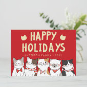 Cartes Pour Fêtes Annuelles Joyeuses Fêtes Drôles Chats Mignons qui Chantent (Debout devant)