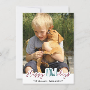 Cartes Pour Fêtes Annuelles Joyeuses fêtes du chien - Green Red Pet Photo