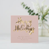 Cartes Pour Fêtes Annuelles Joyeuses Fêtes Elégant Rose Or Noël (Debout devant)