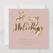 Cartes Pour Fêtes Annuelles Joyeuses Fêtes Elégant Rose Or Noël (Devant)