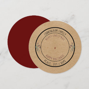Cartes Pour Fêtes Annuelles Joyeuses fêtes et Joyeux Noël rond Rustique