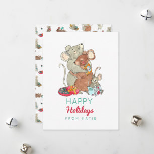 Cartes Pour Fêtes Annuelles Joyeuses Fêtes Famille Souris Enfants