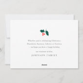 Cartes Pour Fêtes Annuelles Joyeuses Fêtes Feuillage Moderne de Baies de Houx (Dos)