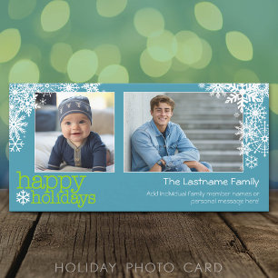Cartes Pour Fêtes Annuelles Joyeuses Fêtes Flocons - 2 photos - horizontal
