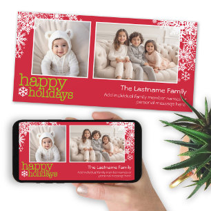Cartes Pour Fêtes Annuelles Joyeuses Fêtes Flocons - 2 photos - horizontal