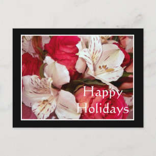 Cartes Pour Fêtes Annuelles Joyeuses fêtes florales rouges et blanches bonheur