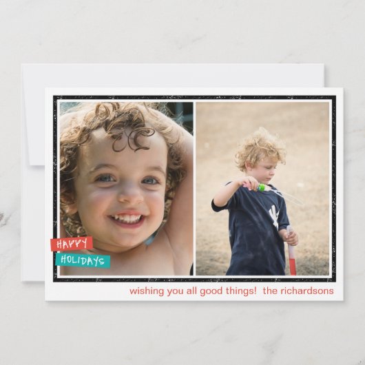 Cartes Pour Fêtes Annuelles Joyeuses Fêtes Frontière x2 (Devant)