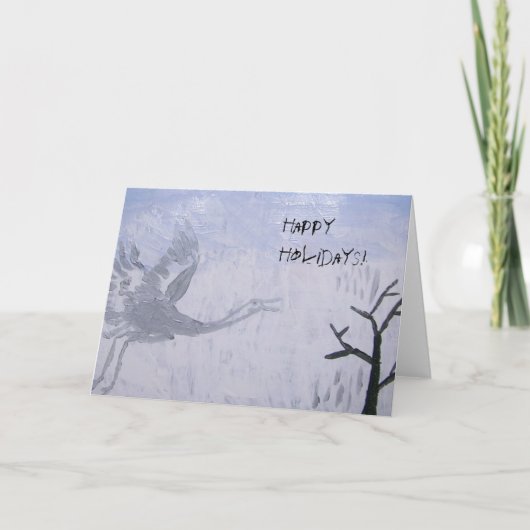 Cartes Pour Fêtes Annuelles Joyeuses Fêtes Grue Trompette (Devant)