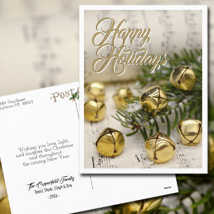 Cartes Pour Fêtes Annuelles Joyeuses fêtes Jingle Bells Or Blanc