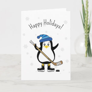 Cartes Pour Fêtes Annuelles Joyeuses Fêtes Manchot de Hockey
