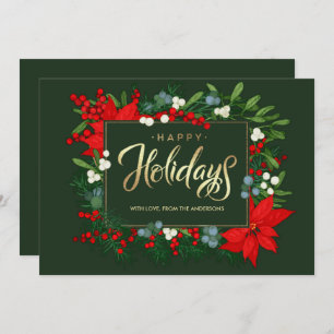 Cartes Pour Fêtes Annuelles Joyeuses fêtes. Mistletoe dessinée à la main, Poin
