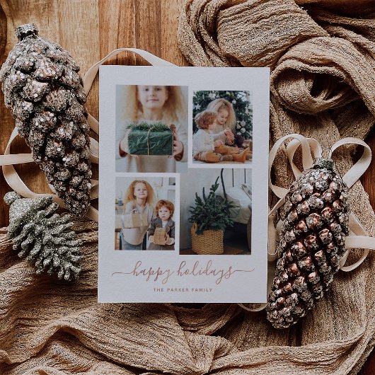 Cartes Pour Fêtes Annuelles Joyeuses fêtes | Modern Four Photo Collage