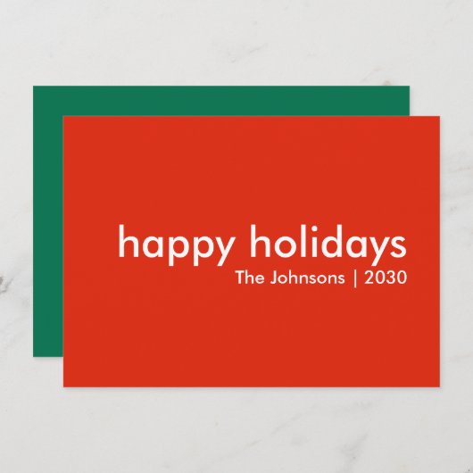 Cartes Pour Fêtes Annuelles Joyeuses fêtes | Moderne Simple Minimal Rouge Lumi (Devant / Derrière)