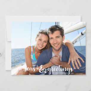 Cartes Pour Fêtes Annuelles Joyeuses Fêtes nautiques   Ancres   Deux+Photo