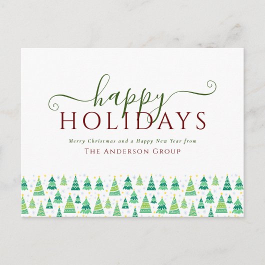 Cartes Pour Fêtes Annuelles Joyeuses fêtes Noël Arbres Entreprise (Devant)