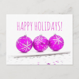 Cartes Pour Fêtes Annuelles Joyeuses fêtes Noël Baubles étoile rose blanc