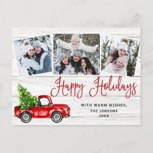 Cartes Pour Fêtes Annuelles Joyeuses fêtes Noël Camion rouge Rustique PHOTO