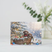 Cartes Pour Fêtes Annuelles Joyeuses fêtes Noël Chocolat Lab Puppies (Debout devant)