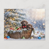 Cartes Pour Fêtes Annuelles Joyeuses fêtes Noël Chocolat Lab Puppies (Devant)
