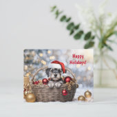 Cartes Pour Fêtes Annuelles Joyeuses fêtes Noël mignonne Schnauzer chiot (Debout devant)