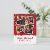 Cartes Pour Fêtes Annuelles Joyeuses fêtes ! Noël moderne neige rouge & blanc (Debout devant)