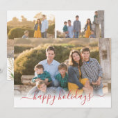 Cartes Pour Fêtes Annuelles Joyeuses fêtes Noël moderne Rouge Script 3 Photo (Devant / Derrière)