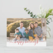 Cartes Pour Fêtes Annuelles Joyeuses fêtes Noël moderne Rouge Script 3 Photo (Debout devant)