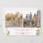 Cartes Pour Fêtes Annuelles Joyeuses fêtes Noël moderne Rouge Script 3 Photo (Dos)