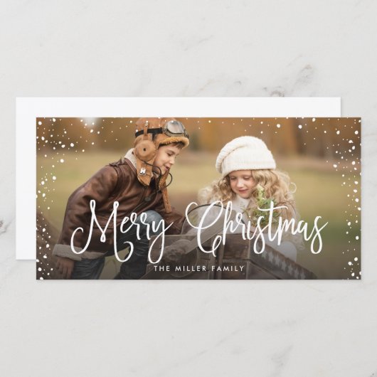 Cartes Pour Fêtes Annuelles Joyeuses fêtes Noël neige (Devant / Derrière)