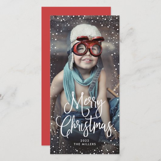 Cartes Pour Fêtes Annuelles Joyeuses fêtes Noël Neige Photo (Devant / Derrière)