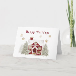 Cartes Pour Fêtes Annuelles Joyeuses fêtes Noël Neige rouge Maison couverte