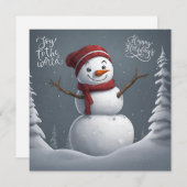 Cartes Pour Fêtes Annuelles Joyeuses fêtes Noël Snowman (Devant / Derrière)