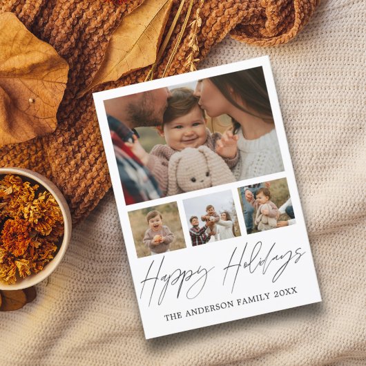 Cartes Pour Fêtes Annuelles Joyeuses Fêtes Noir & Blanc Photo Collage Noël