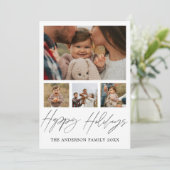 Cartes Pour Fêtes Annuelles Joyeuses Fêtes Noir & Blanc Photo Collage Noël (Debout devant)