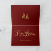 Cartes Pour Fêtes Annuelles Joyeuses Fêtes Nom d'arbre de script doré Élégant (Intérieur)