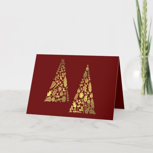 Cartes Pour Fêtes Annuelles Joyeuses Fêtes Nom d'arbre de script doré Élégant (Devant)