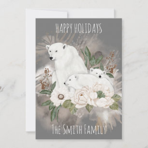 Cartes Pour Fêtes Annuelles Joyeuses Fêtes Nom de famille Ours gris polaire