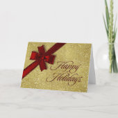 Cartes Pour Fêtes Annuelles Joyeuses Fêtes Pailleté Or avec Ruban Pailleté Rou (Devant)