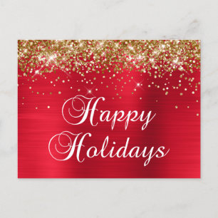 Cartes Pour Fêtes Annuelles Joyeuses Fêtes Paillettes Dorées Feuille de Cuivre