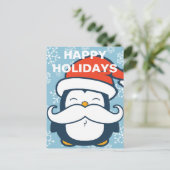 Cartes Pour Fêtes Annuelles Joyeuses fêtes Penguin Mustache tendance (Debout devant)