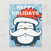 Cartes Pour Fêtes Annuelles Joyeuses fêtes Penguin Mustache tendance (Devant)