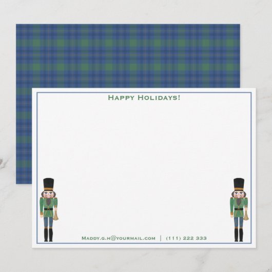 Cartes Pour Fêtes Annuelles Joyeuses fêtes Personnalisé Green Blue Nutcracker (Devant / Derrière)