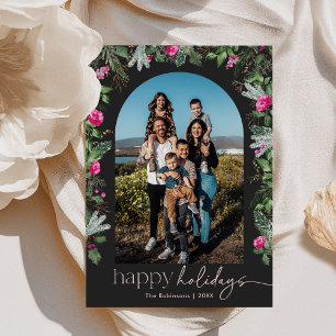 Cartes Pour Fêtes Annuelles Joyeuses Fêtes Photo Arc de gris foncé rose verdur