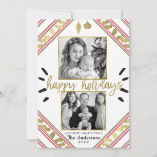 Cartes Pour Fêtes Annuelles Joyeuses Fêtes Photo Bandes Rouges Blanches Vertes